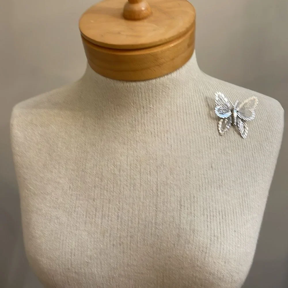 Vintage Monet Silver-tone Wire Butterfly Pin